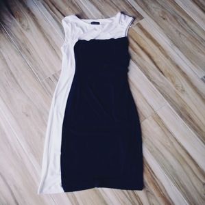 NWT Size 10 Connected White Navy Blue Dress